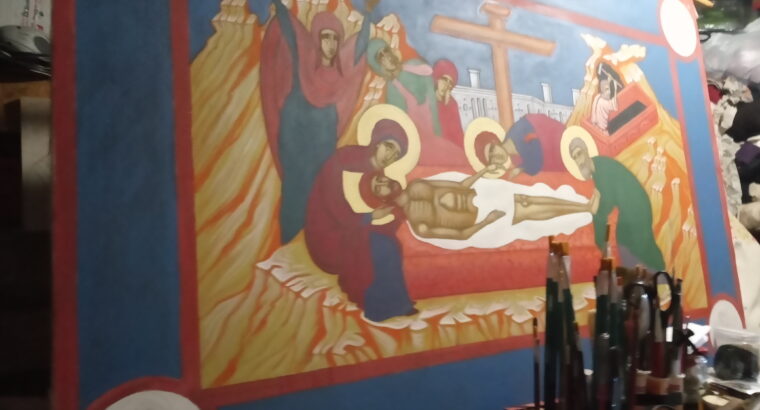 Epitaf Punerea în mormânt pictura pe panza 160/100